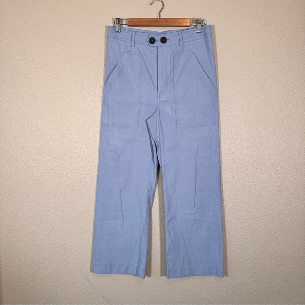 Maeve Anthropologie Blue Wide Leg Cropped Trouser Dress Pants Womens 10 Casual - Picture 9 of 12